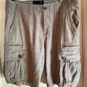 Quicksilver Mens 33 Baggy Cargo Shorts Gray Skate Surf Grunge
